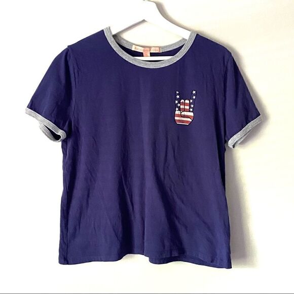 Rebellious One American Sign Language graphic TeePatriotic American flag XL - Picture 1 of 5